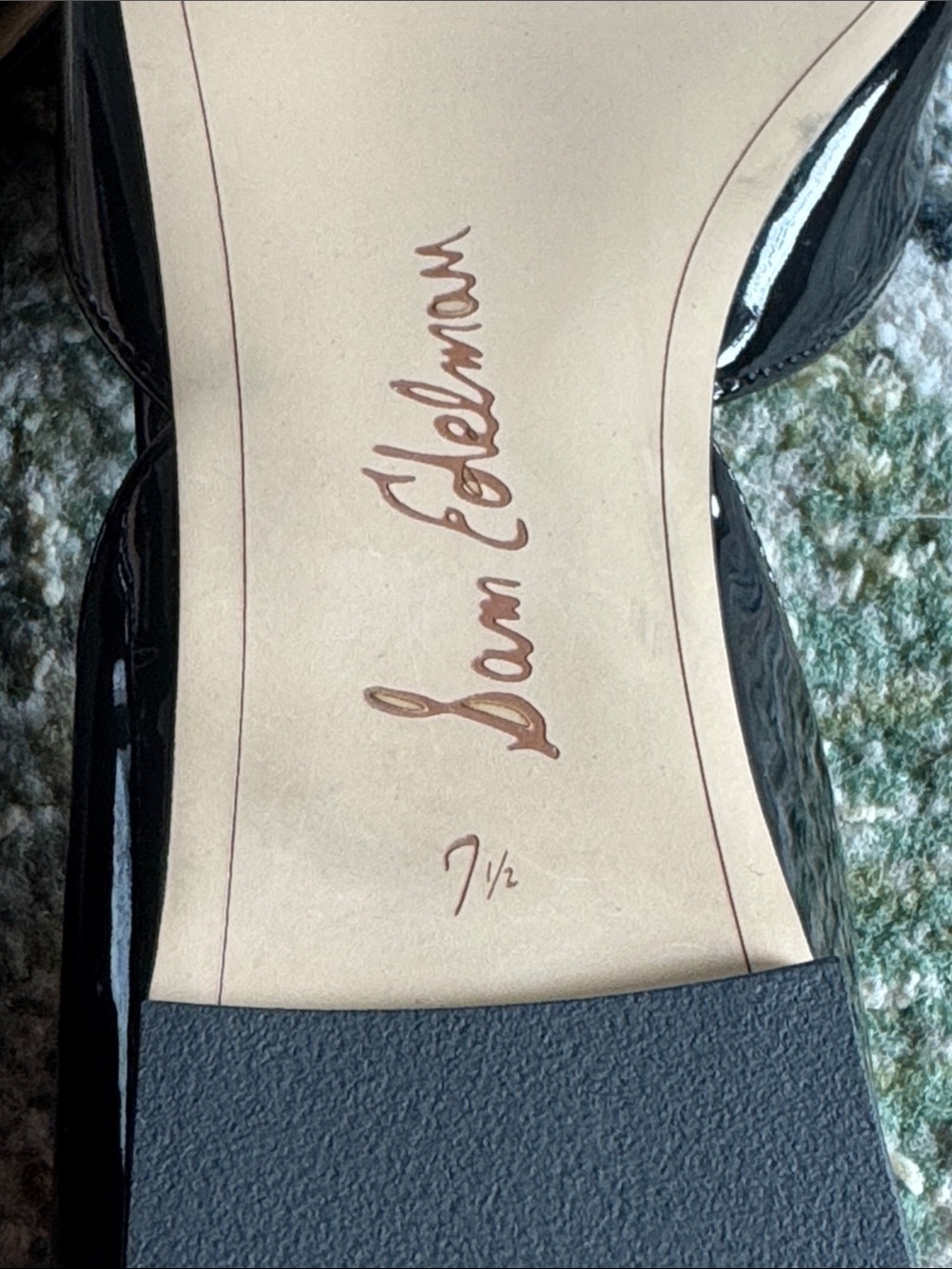SAM EDELMAN  BLACK FLAT DRESSY PATENT LEATHER SHOES IN WOMENS SZ 7 1/2…LIKE NEW! - Picture 5 of 6